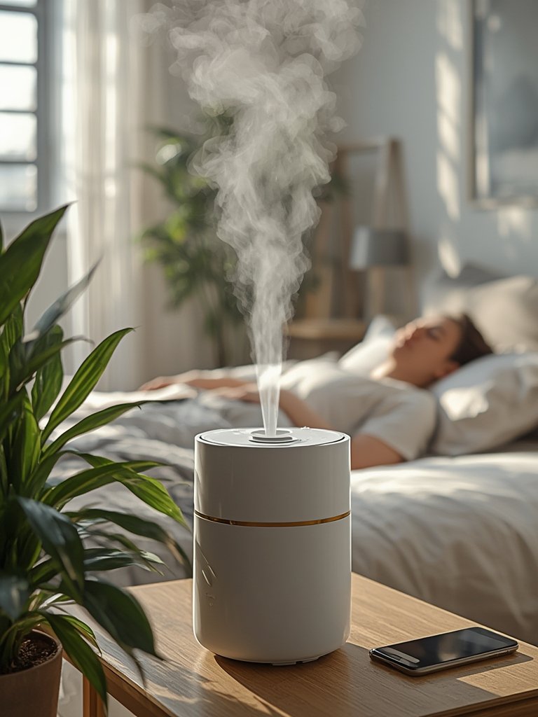 bedroom humidifier in action